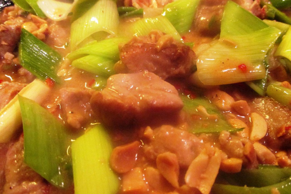Schweinefilet mit Erdnüssen und Lauch aus dem Wok – Ichzeigdirwiemanskocht